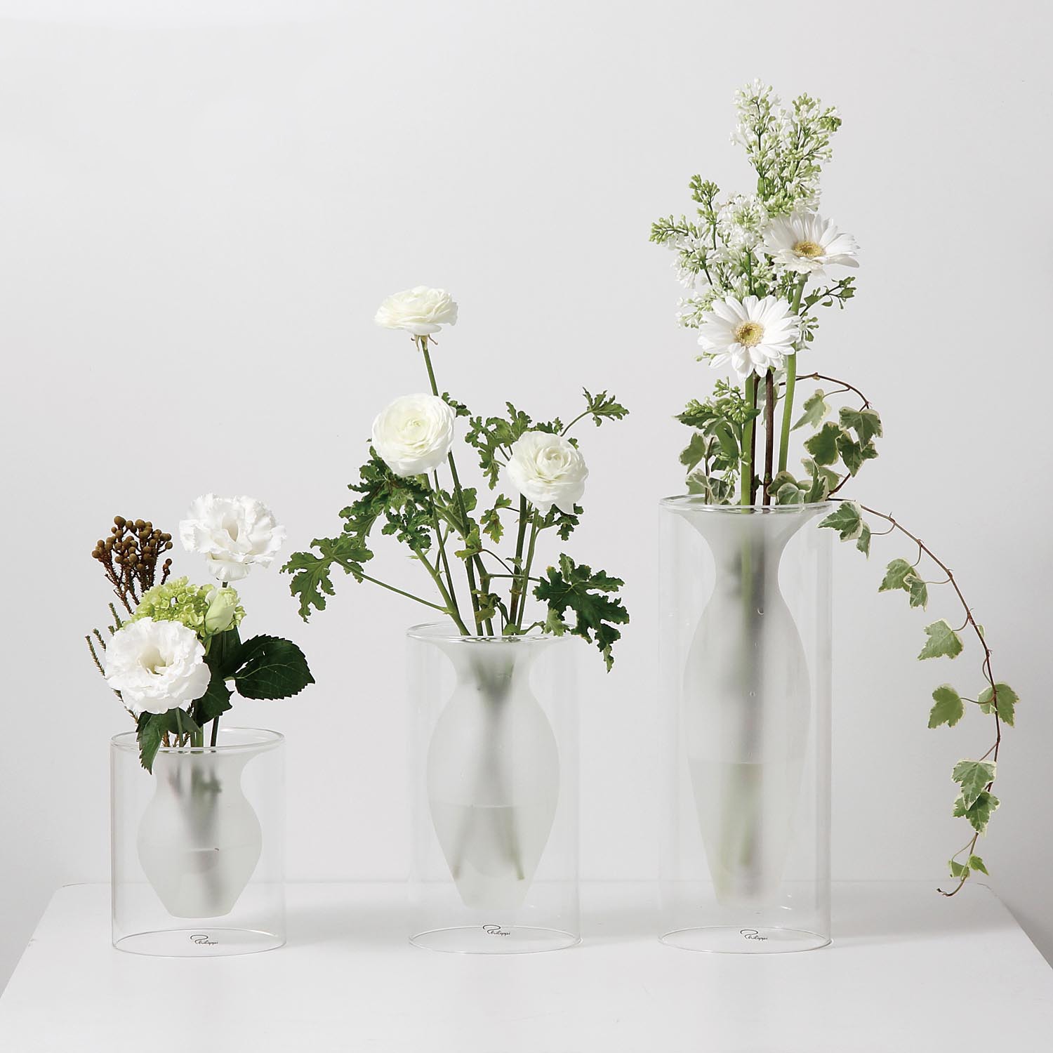 ダブルウォールガラスのフラワーベース・花瓶 ＜S／M／L＞