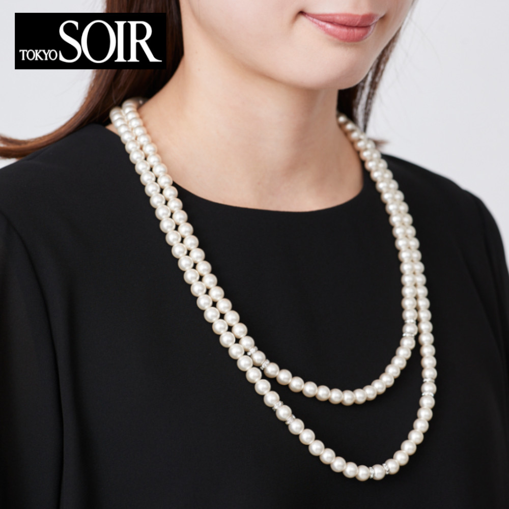 【東京ソワール/TOKYO SOIR】2連もOKなパール調ネックレス[日本製]