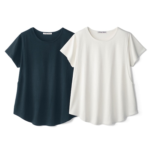 産後授乳にも便利！マタニティサイズラウンド半袖Tシャツ2枚セット 【産前・産後】