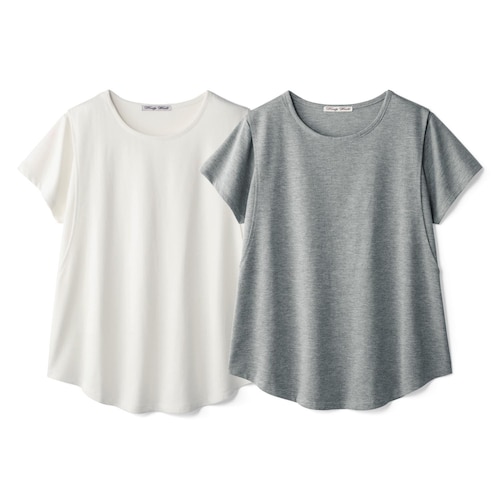 産後授乳にも便利！マタニティサイズラウンド半袖Tシャツ2枚セット 【産前・産後】