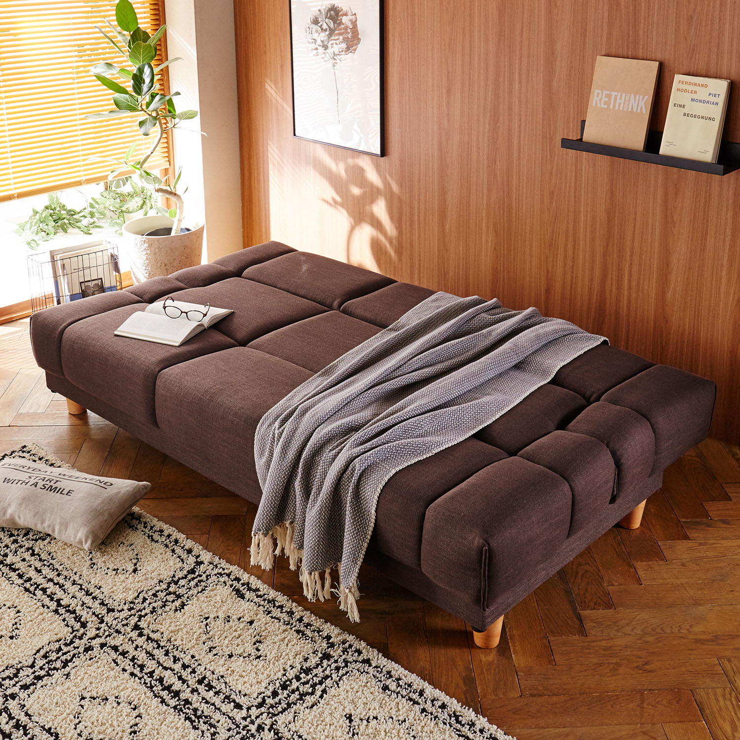 【ベルメゾン】寝心地が良いソファーベッド[一部ボンネルコイル使用 背もたれリクライニング】