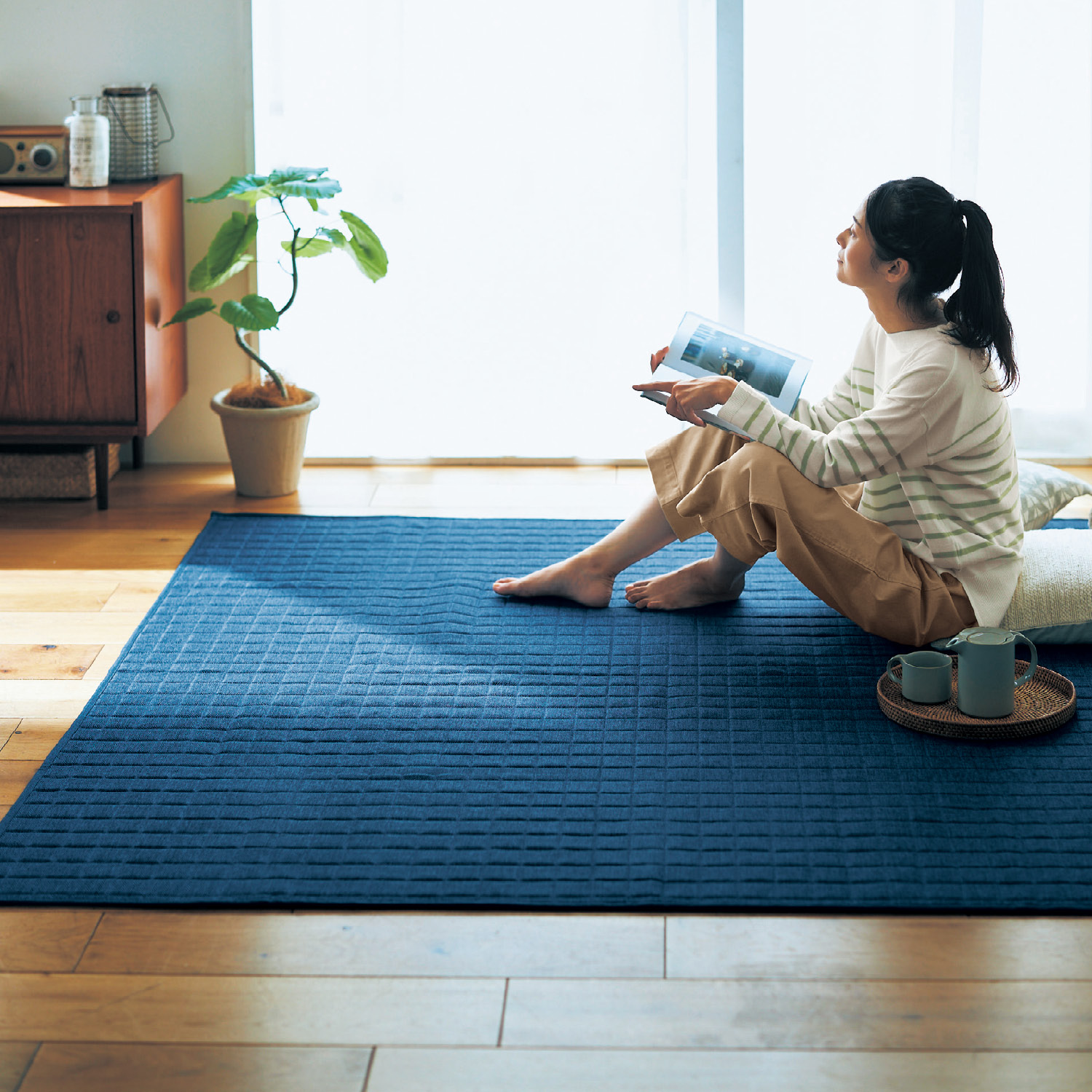 【ベルメゾン】織り感のある洗えるキルトラグ 【ベルメゾン】織り感のある洗えるキルトラグ