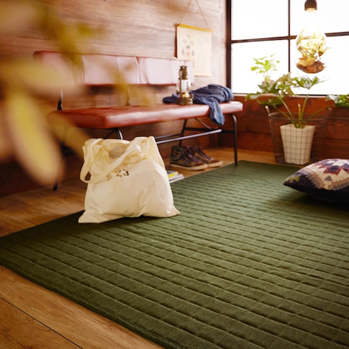 織り感のある洗えるキルトラグ・床暖房対応ホットカーペットカバー