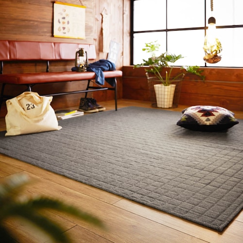 織り感のある洗えるキルトラグ・床暖房対応ホットカーペットカバー
