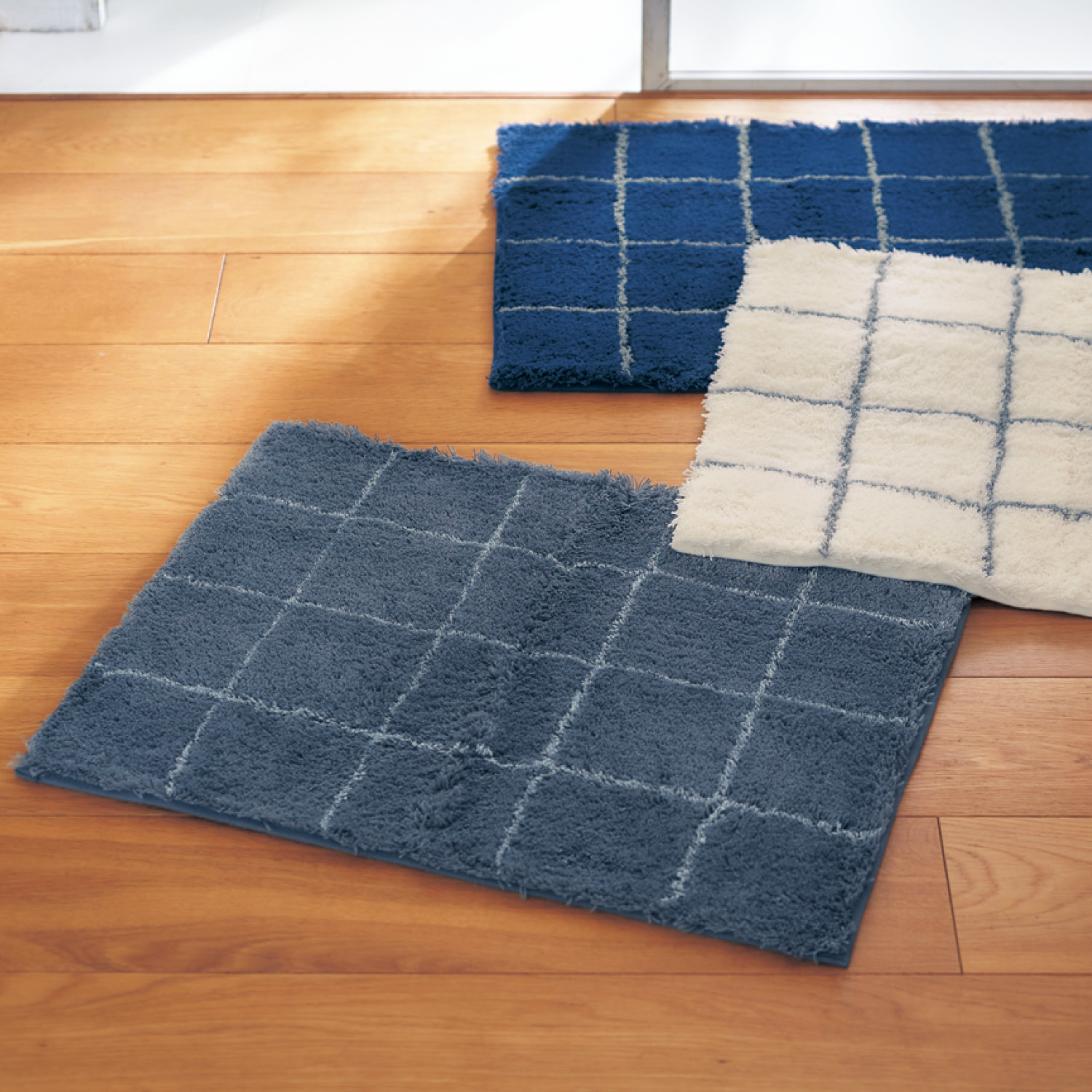 【ベルメゾン】しっかり吸水!乾度良好ブロック柄のバスマット 【ベルメゾン】しっかり吸水!乾度良好ブロック柄のバスマット