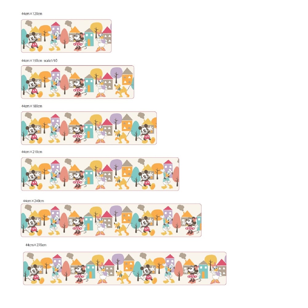 ミッキー＆フレンズ／幅約44cm(柄の出方の参照　実物の色合いとは異なります）