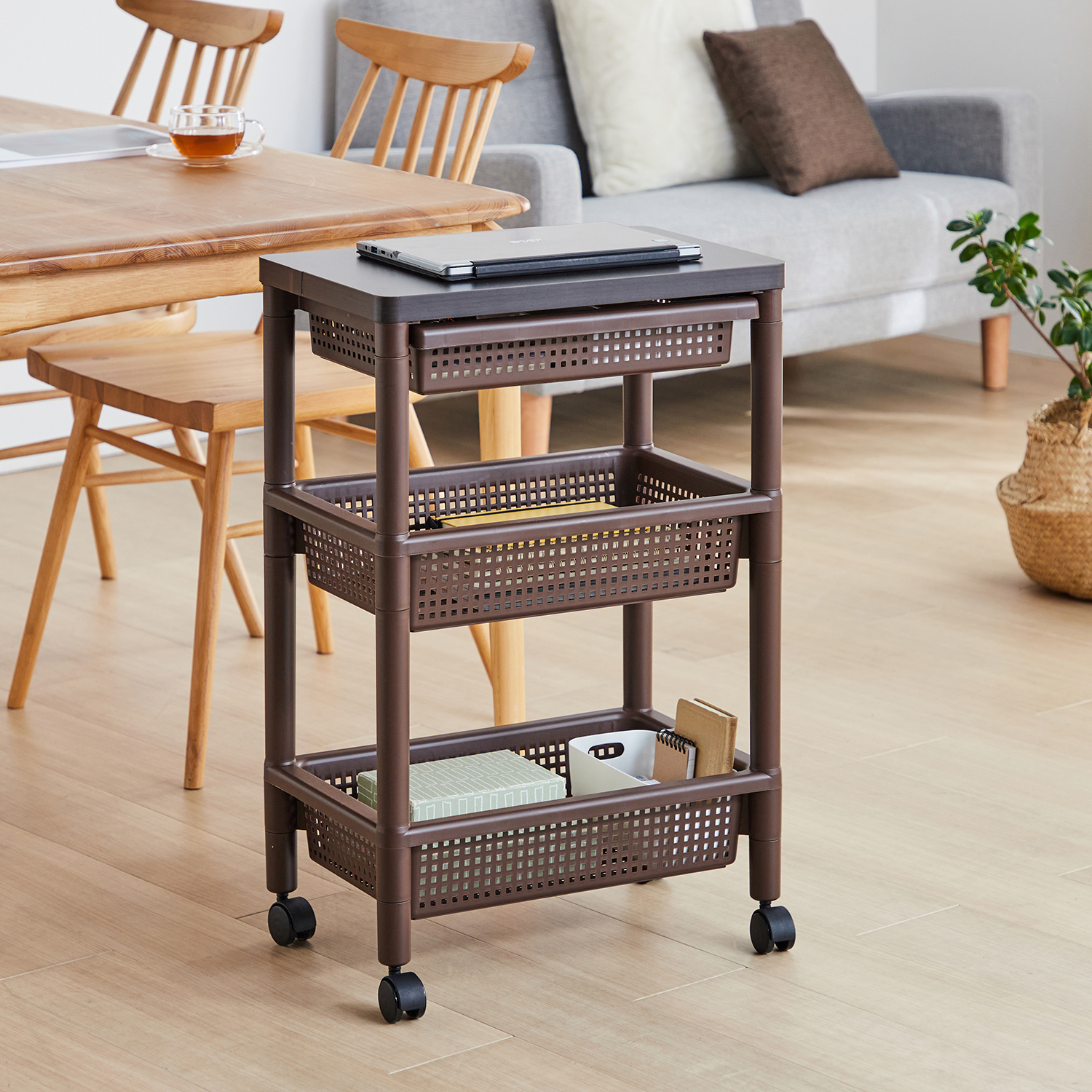 【ベルメゾン】木天板のキッチンワゴン