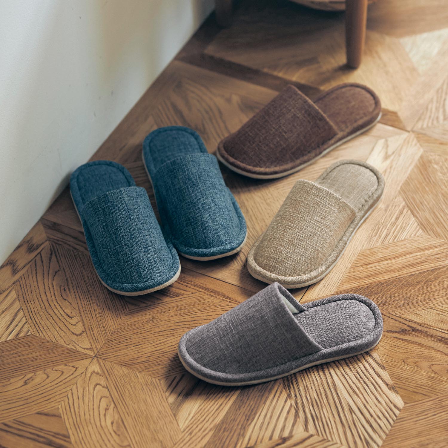 【ベルメゾン】洗えるベーシックスリッパ4足セット