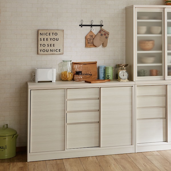 【ベルメゾン】引戸の木目調キッチンカウンター