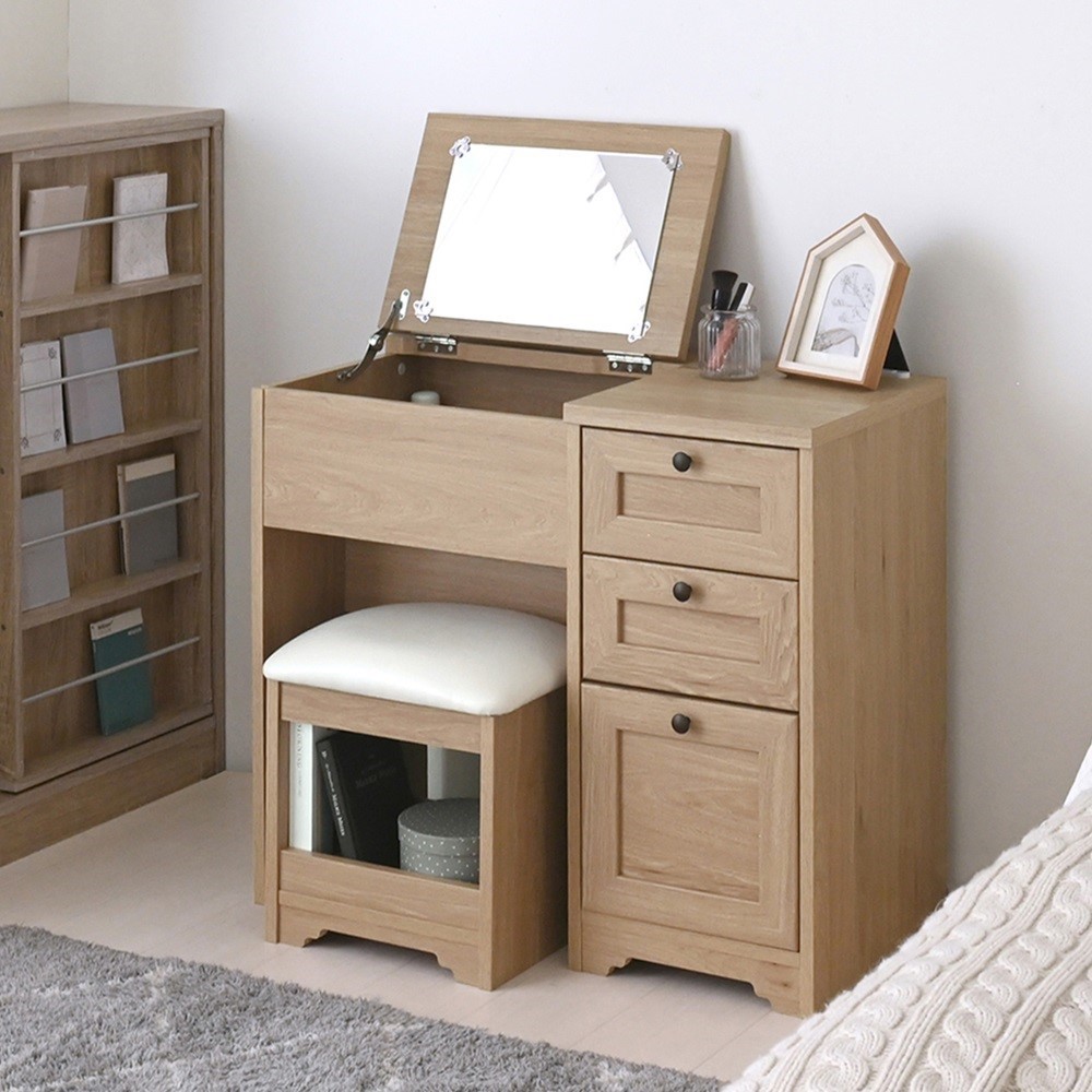 【ベルメゾン】木目調ドレッサー & スツールセット 【ベルメゾン】木目調ドレッサー & スツールセット