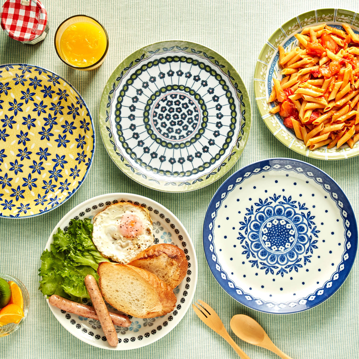 【ベルメゾン】パスタ皿5柄セット ポタリーフィールド 【食洗機/電子レンジ対応】