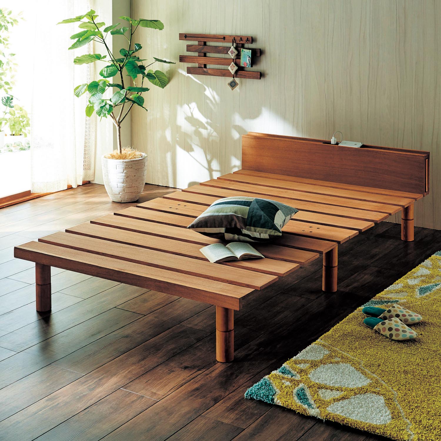 【ベルメゾン】コンセント付き継ぎ脚すのこベッド