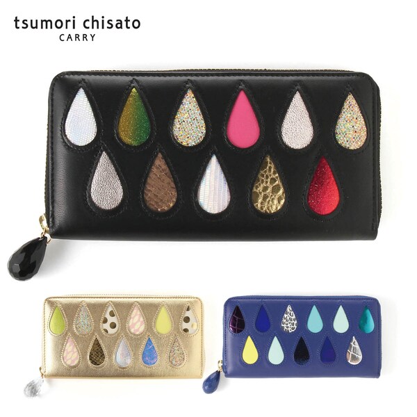 【tsumori chisato CARRY】ドロップ柄マルチレザー長財布[日本製]