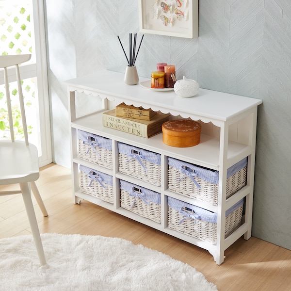 【ベルメゾン】バスケット付き羽目板風キャビネット