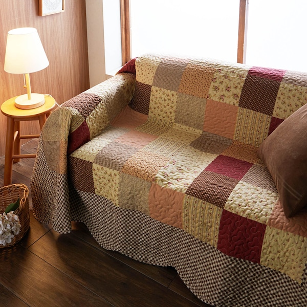 【ベルメゾン】パッチワークキルトマルチカバー・ソファーカバー