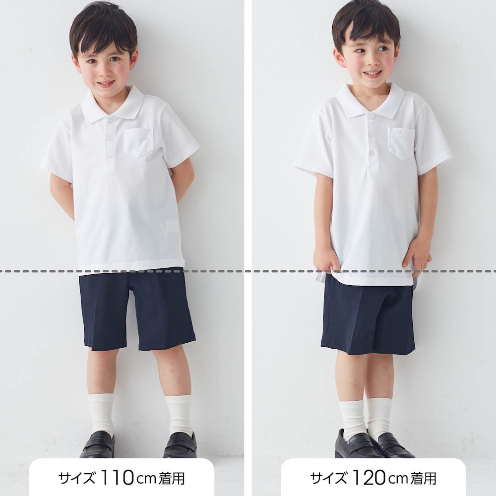 ゆったり：サイズ別着用比較／モデル身長107㎝・110サイズ着用