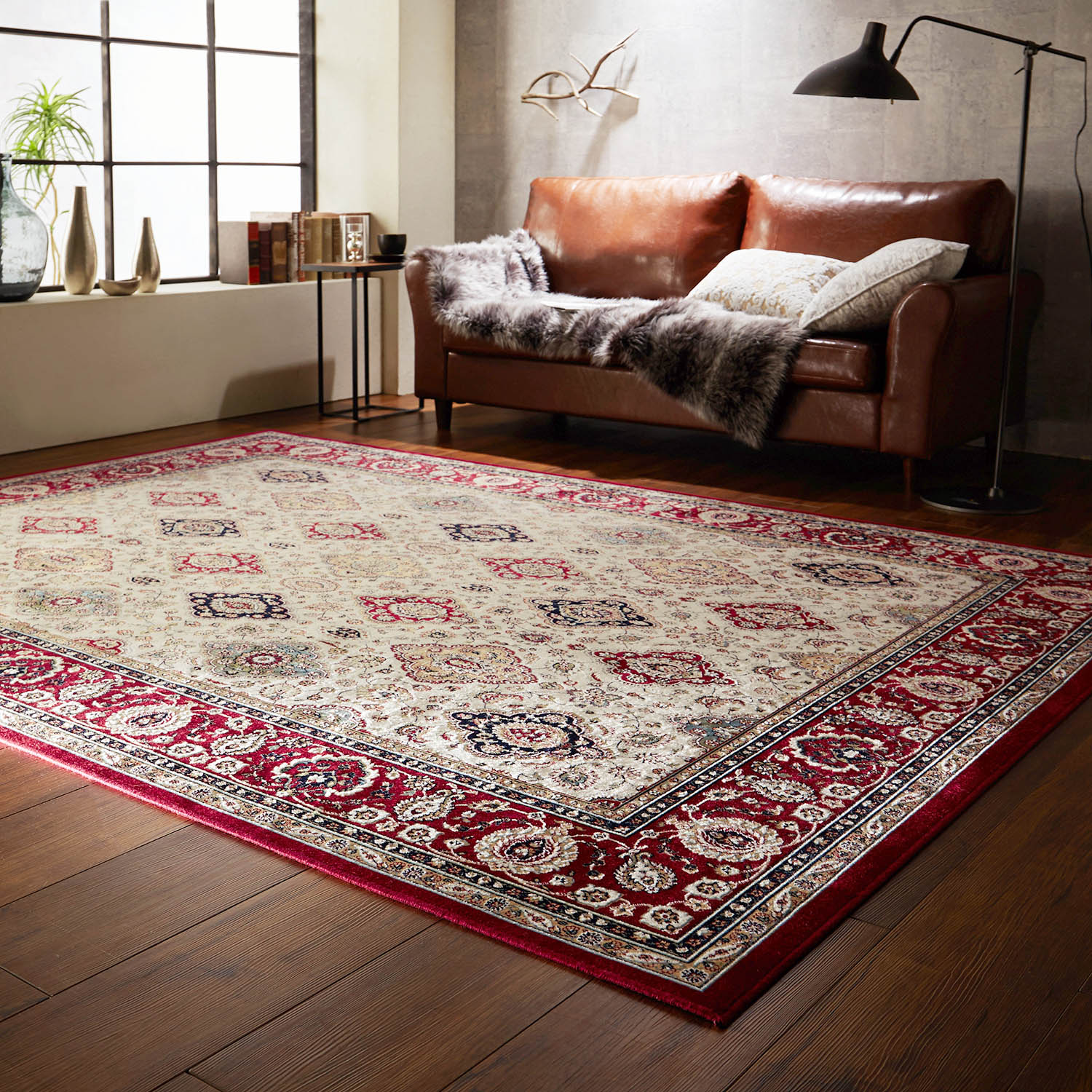 【ベルメゾン】ベルギー製クラシックデザインのモケット織ラグ