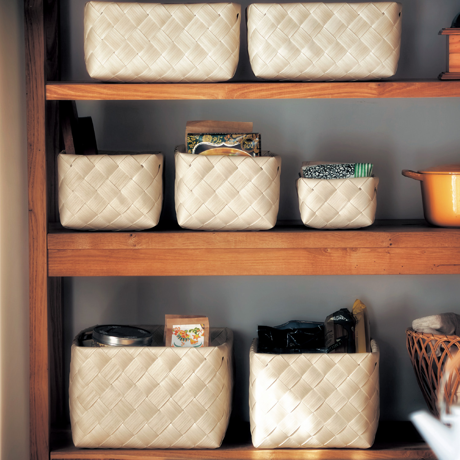 【スタックストー/stacksto~】水洗いできる天然素材風バスケット「Timb.」 アイボリーカラー