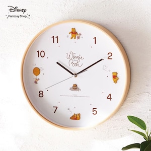 【ディズニー/Disney】ナチュラルデザインの木枠掛け時計(選べるキャラクター)