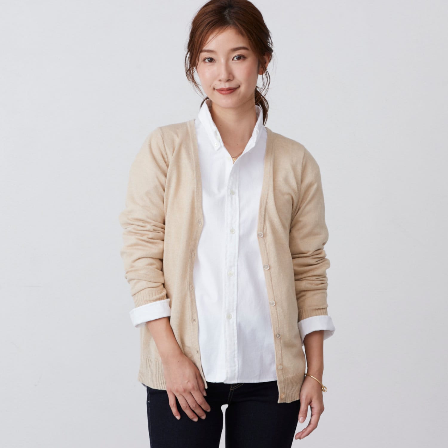 ○ NATURAL BEAUTY BASIC カーディガン ベージュ Mサイズ - トップス