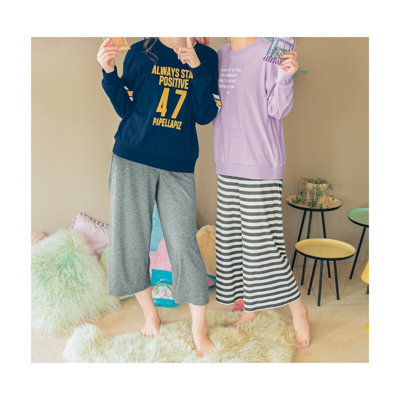 長袖プルオーバー ガウチョパンツパジャマ 女の子 子供パジャマ パペル ラピス Papel Lapiz 通販のベルメゾンネット