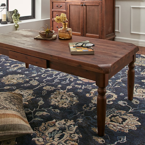 【ベルメゾン】引出し付きクラシック調リビングローテーブル