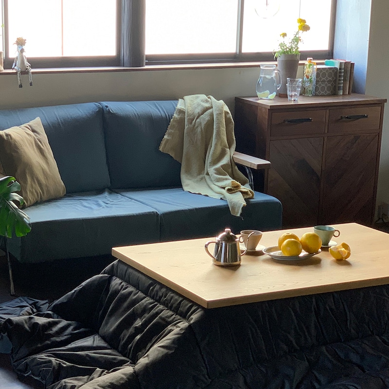 使用イメージ　オーク/幅120cm　※こたつ布団は付属しておりません。