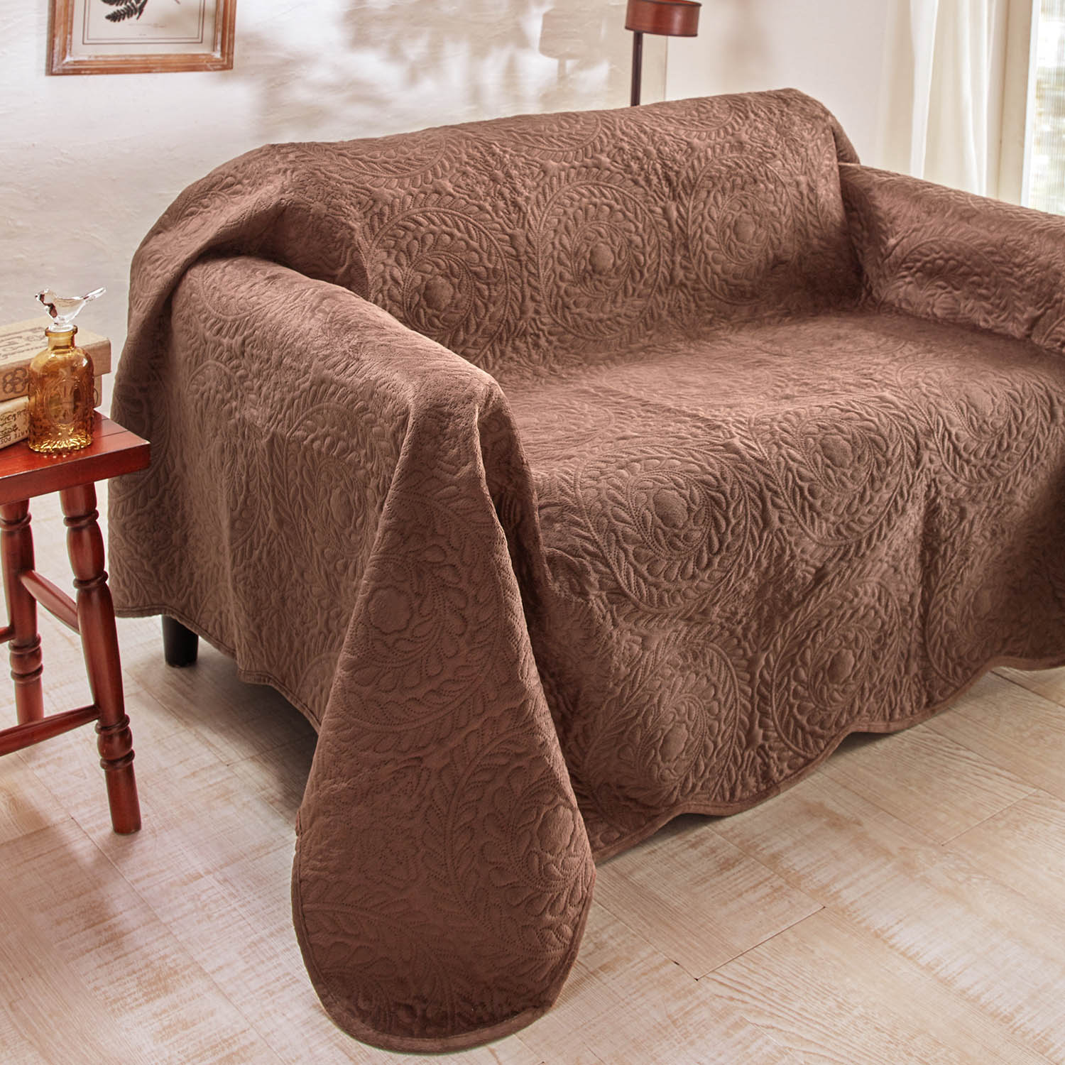 【ベルメゾン】キルト風パッチワーク柄のリバーシブルマルチカバー・ソファーカバー