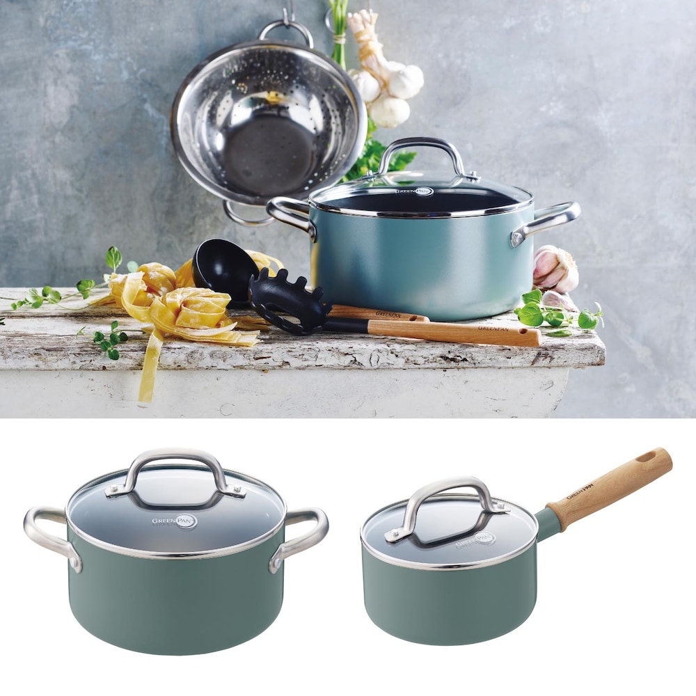 【グリーンパン/GREENPAN】【IH対応】スモーキーカラーの鍋「メイフラワー」【セラミックコーティング】