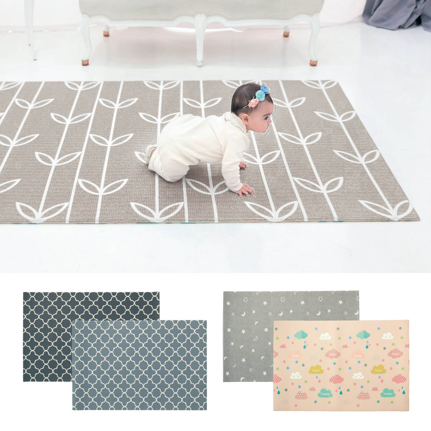 リバーシブルで使えるふかふかキッズプレイマット 【子供が生活するスペースに ベビー雑貨】 リバーシブルで使えるふかふかキッズプレイマット 【子供が生活するスペースに ベビー雑貨】