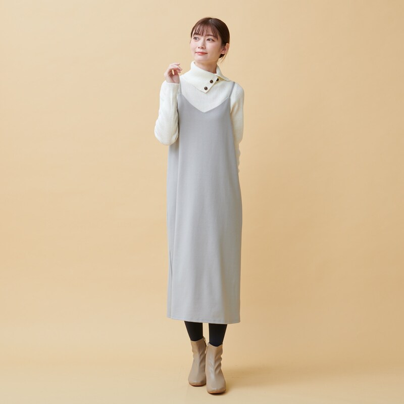 ポンチ素材ロングシーズン着まわせるキャミワンピース ｍ ３ｌ 通販のベルメゾンネット