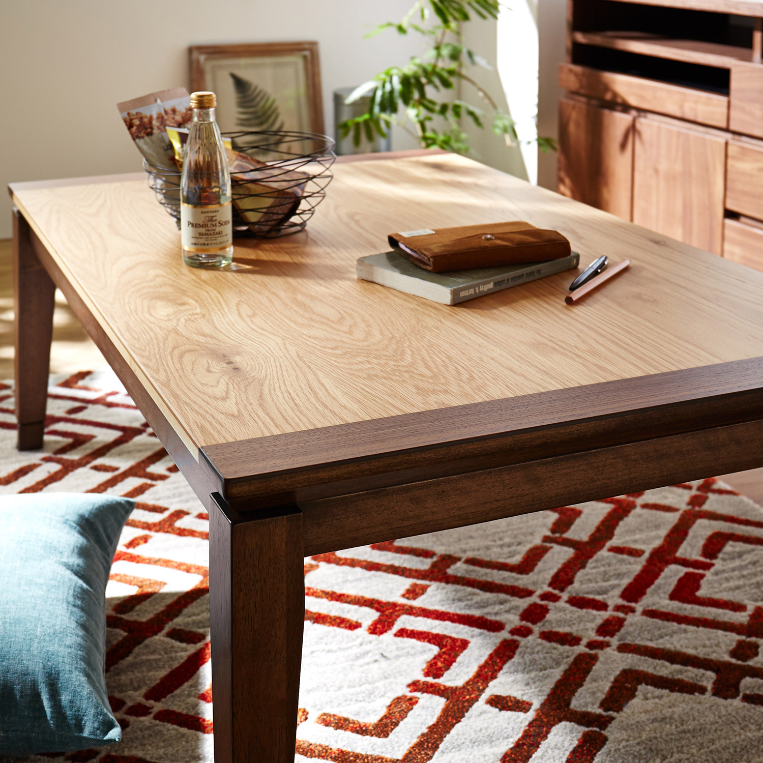 【ベルメゾン】木目が際立つナラ材のこたつテーブル