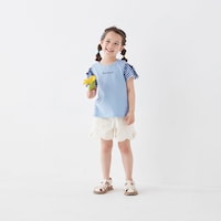 サックス×ネイビー／モデル身長107cm・110サイズ着用
