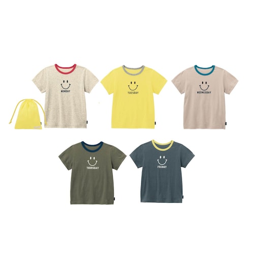 薄くて涼しい巾着付き半袖Ｔシャツ５枚セット 【子供服】
