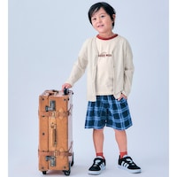 ブルー系チェック（新タイプ）／モデル身長112cm・サイズ110