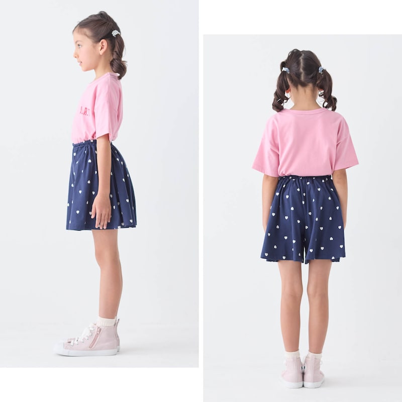 ネイビーハート（新タイプ）／モデル身長126cm・130サイズ着用