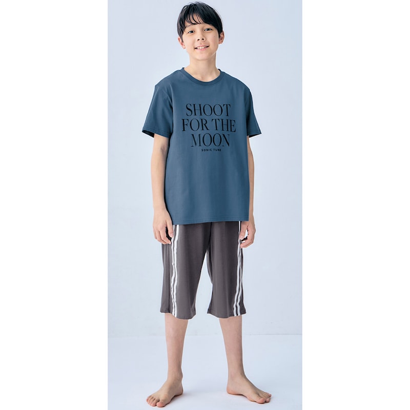 ビンテージブルー×グレー／モデル身長152cm・サイズ160