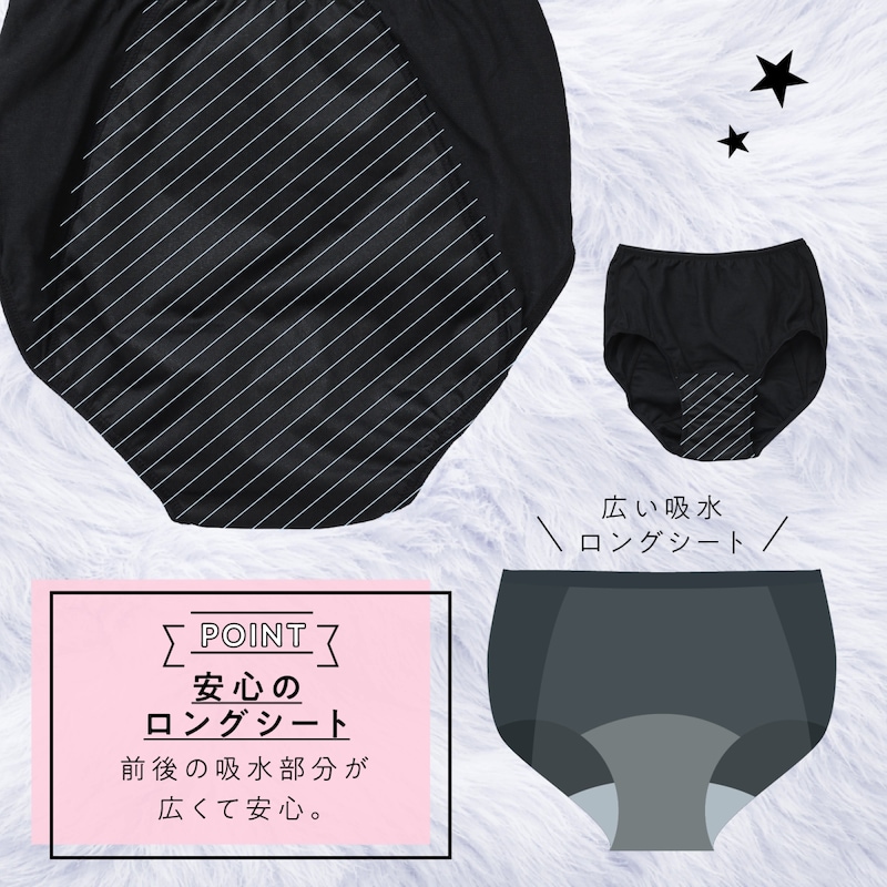 ブラック（綿混：ナイト用：前漏れ対応）