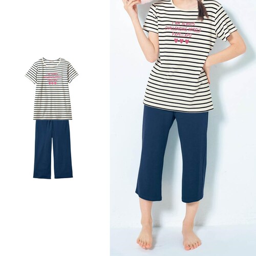 胸元二重半袖Tシャツ＆ロングパンツパジャマ 【子供パジャマ】