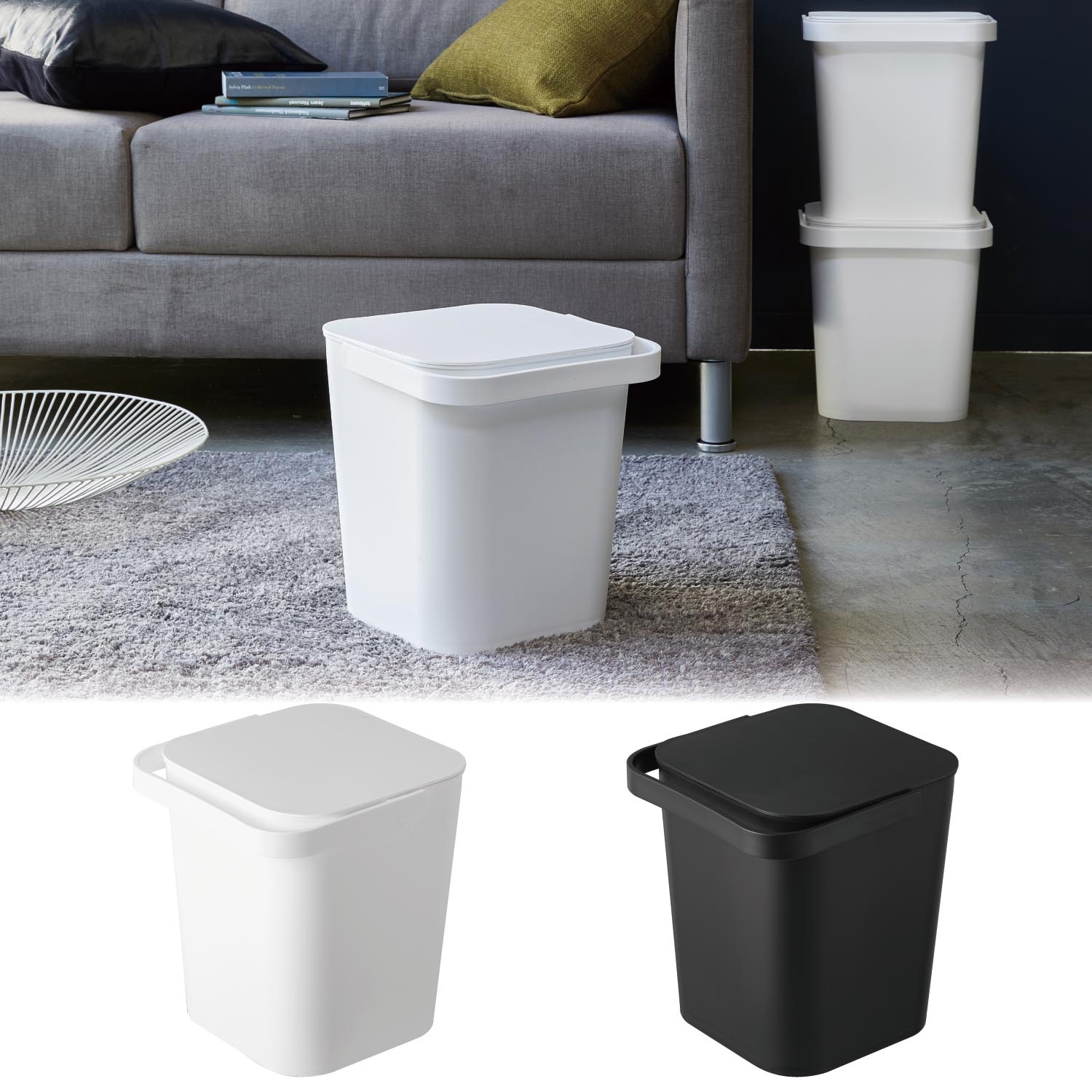 【タワー/tower】収納にも便利な蓋付きバケツ 【タワー/tower】収納にも便利な蓋付きバケツ