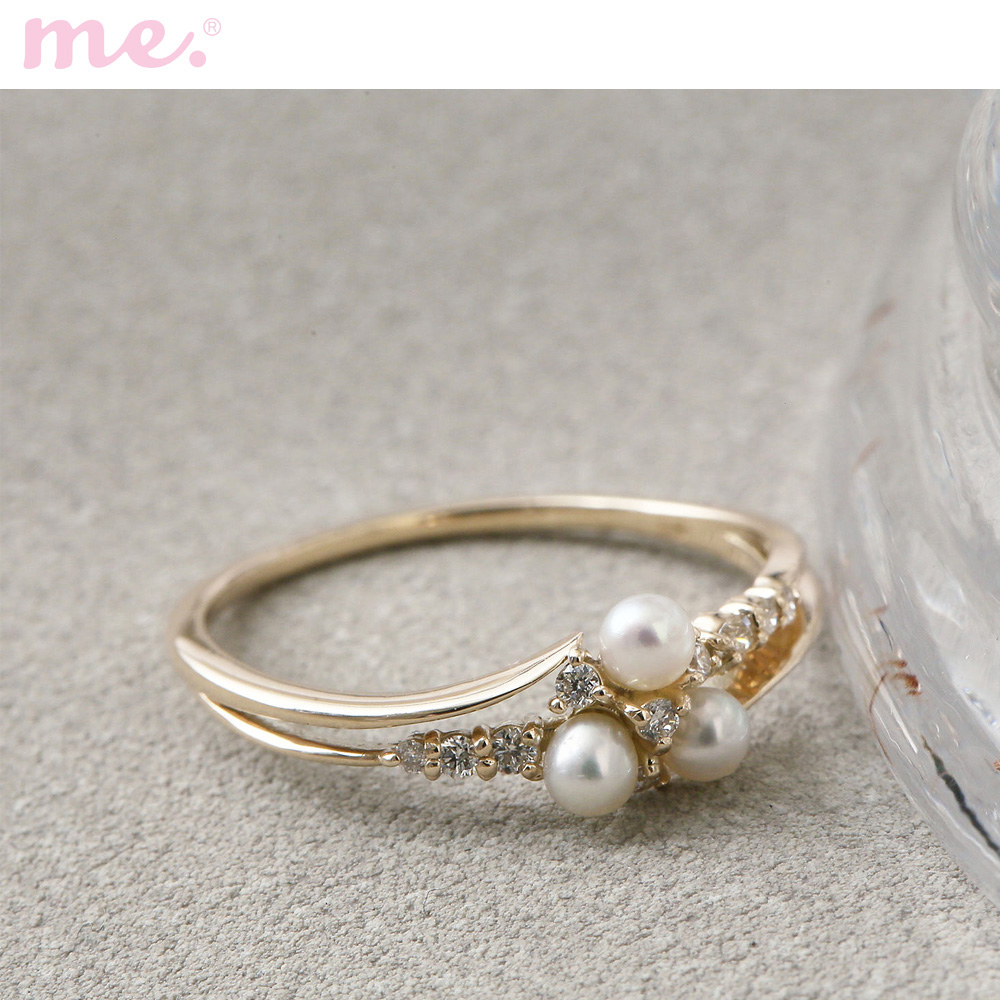 【ミー×ベルメゾン/me.×BELLE MAISON】【7月16日までお得!】 【受注生産】10金淡水パール×ダイヤリング[日本製]