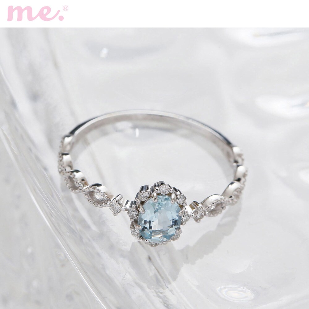 【ミー×ベルメゾン/me.×BELLE MAISON】【受注生産】10金WGアクアマリン×ダイヤリング