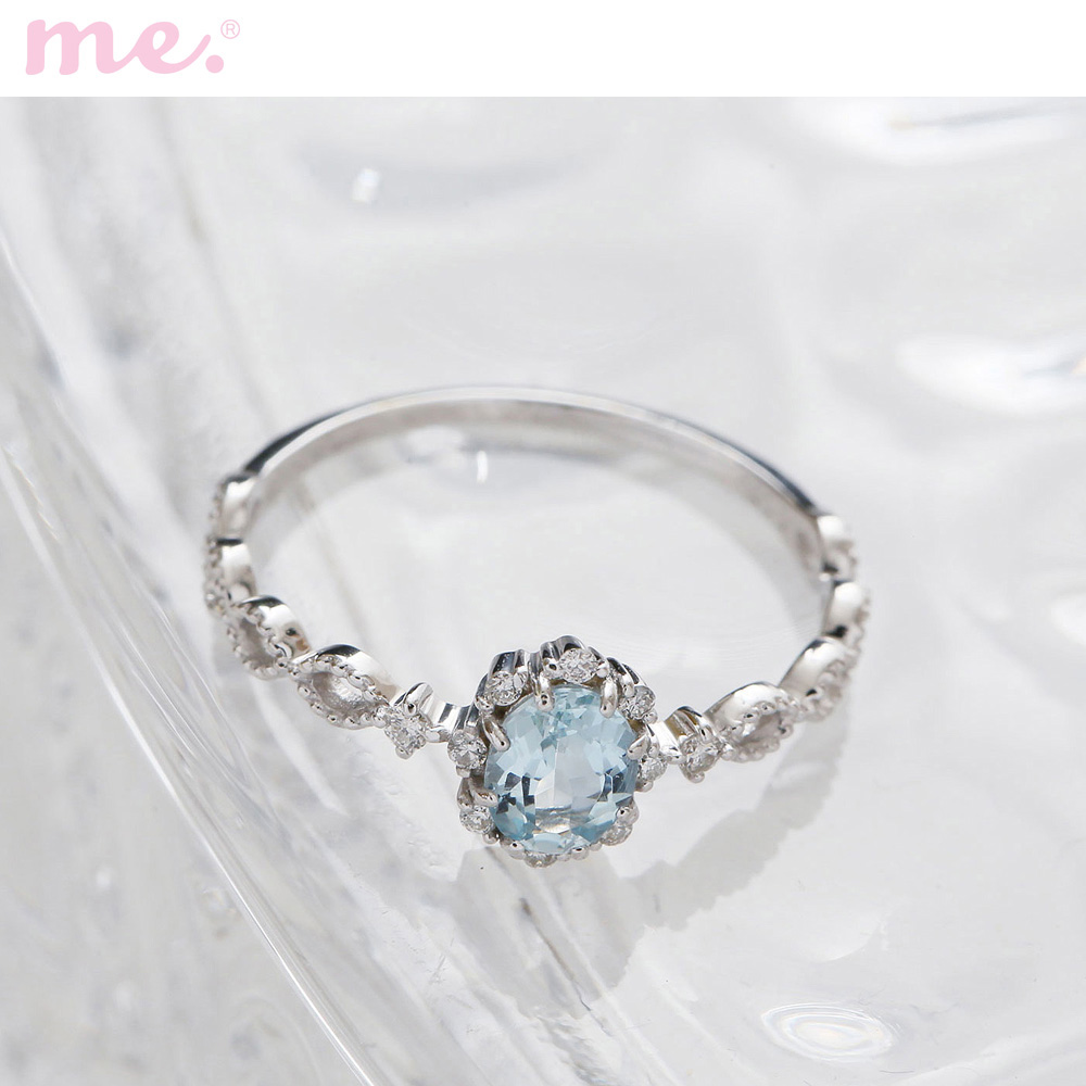 【ミー×ベルメゾン/me.×BELLE MAISON】【受注生産】10金WGアクアマリン×ダイヤリング 【ミー×ベルメゾン/me.×BELLE MAISON】【受注生産】10金WGアクアマリン×ダイヤリング