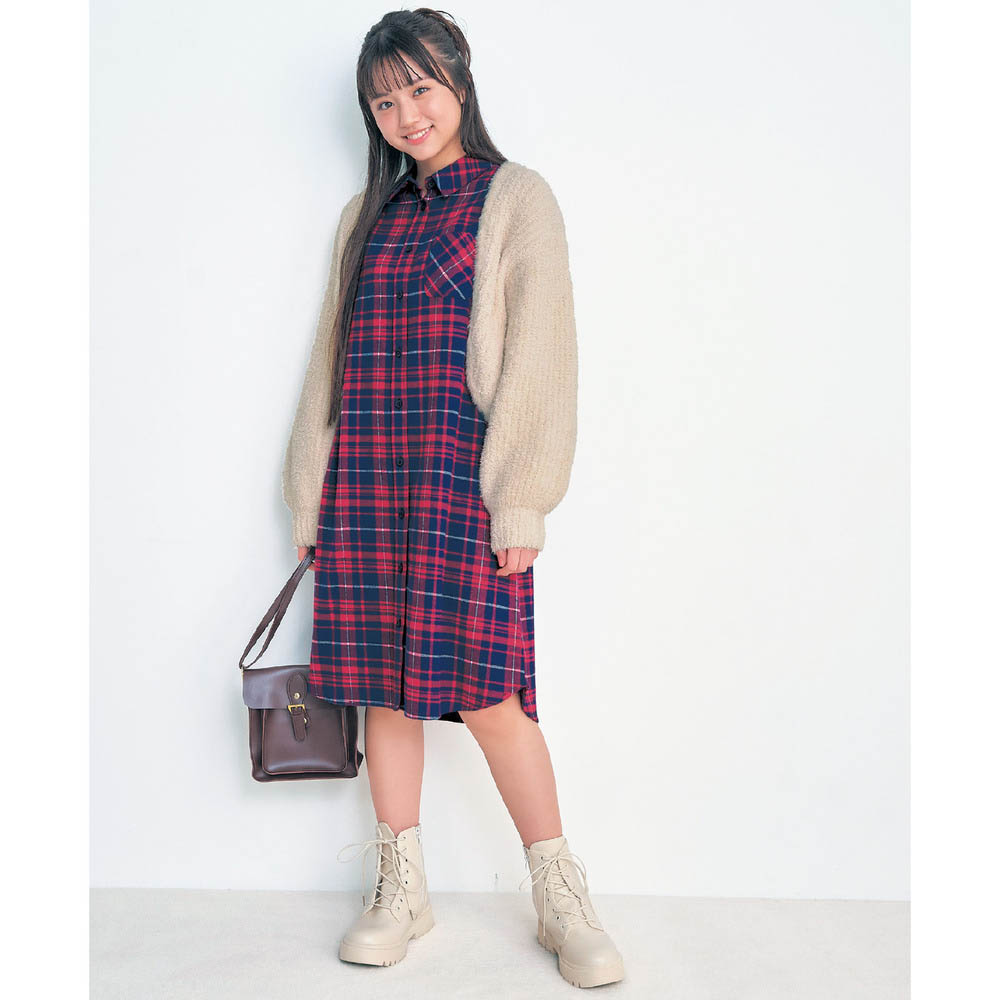 チェック柄シャツワンピース 子供服 パペル ラピス Papel Lapiz 通販のベルメゾンネット チェック柄シャツワンピース 子供服 パペル ラピス Papel Lapiz 通販のベルメゾンネット