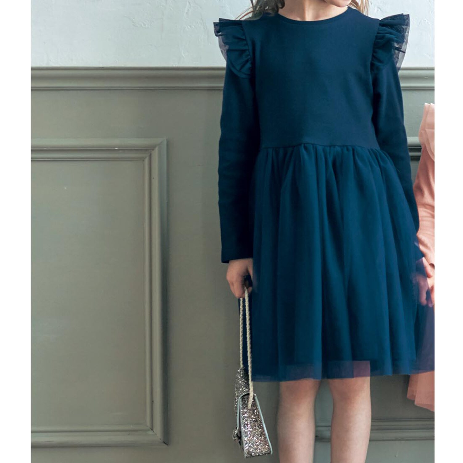 即納 最大半額 美品 アトリエ七里さん 150 ワンピース 紺 50 Off