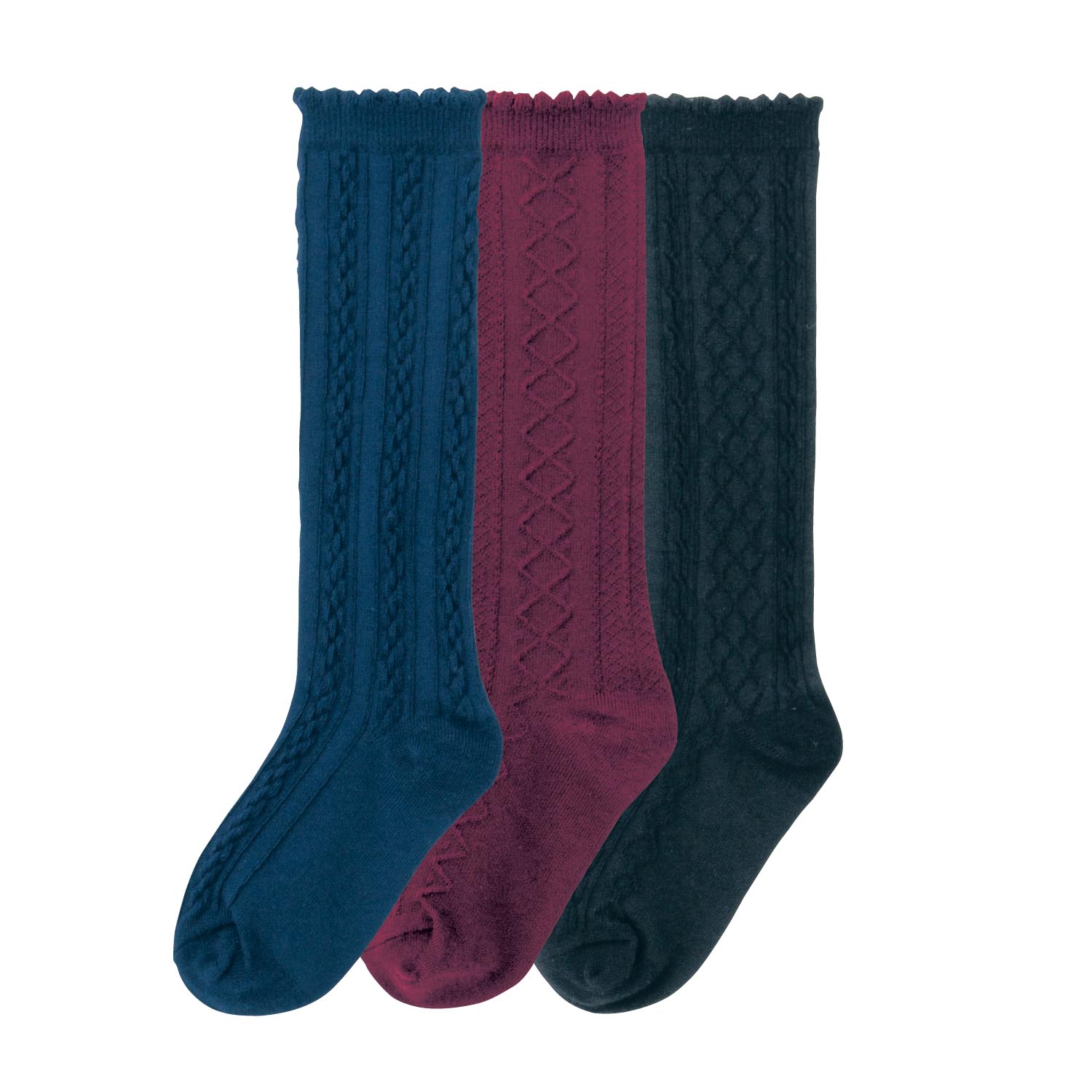 【ジータ/GITA】編み柄靴下3柄セット(ハイソックス) 【子供靴下】 【ジータ/GITA】編み柄靴下3柄セット(ハイソックス) 【子供靴下】