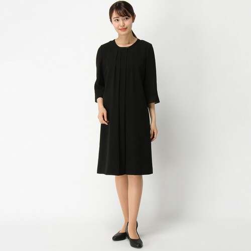 【喪服・礼服】オフボディシンプル前開きブラックフォーマルワンピース