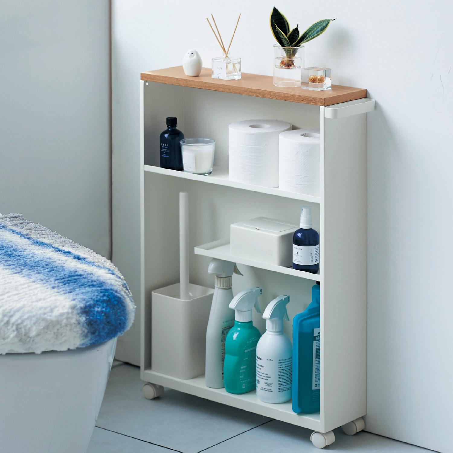 キャスター付きスリムトイレラック(タワー/tower) キャスター付きスリムトイレラック(タワー/tower)