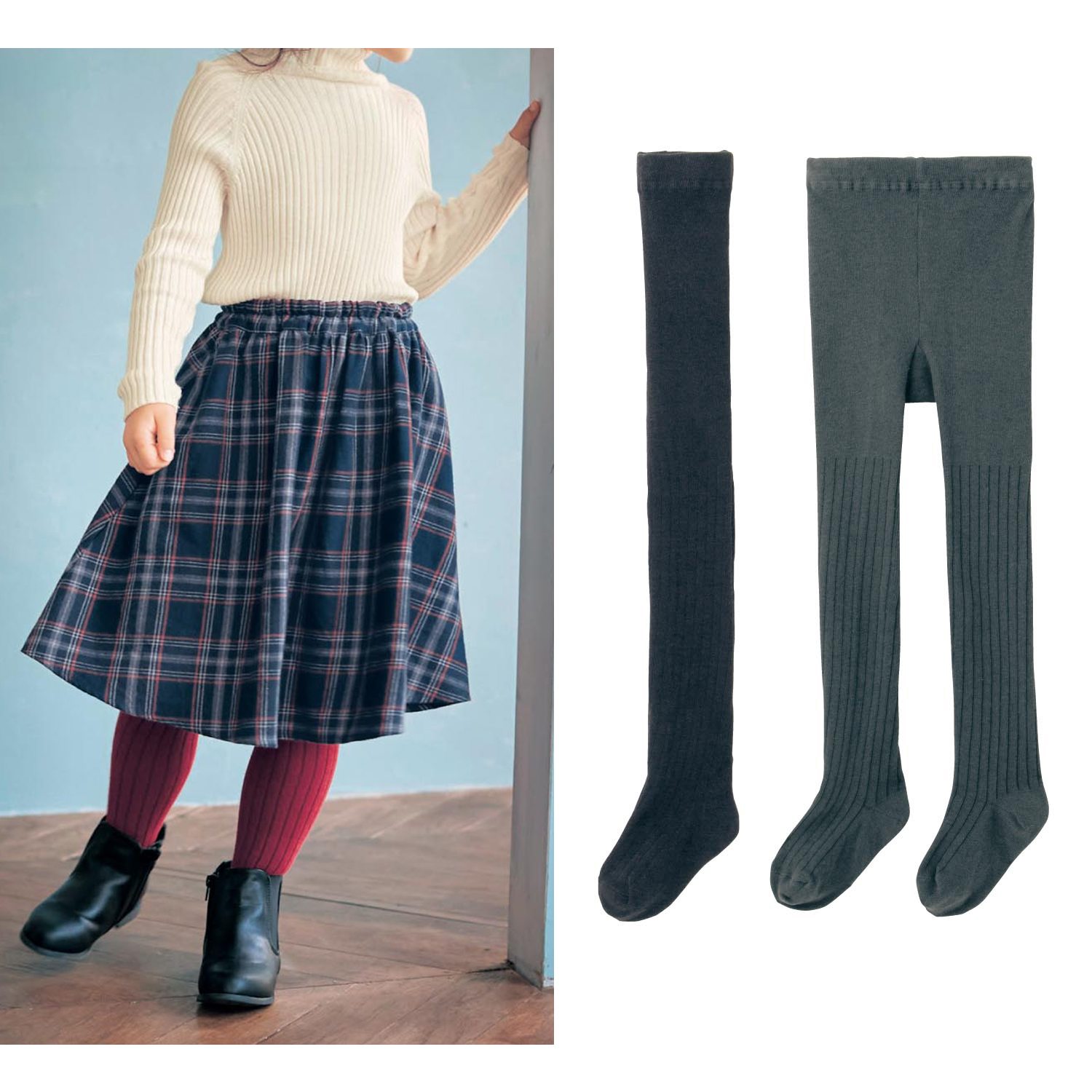 リブ編みタイツ 【子供靴下】(ジータ/GITA) リブ編みタイツ 【子供靴下】(ジータ/GITA)