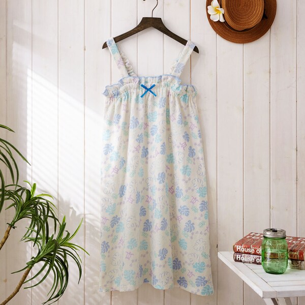 【ベルメゾン】綿素材を使ったパイルのリーフ柄ラップローブ